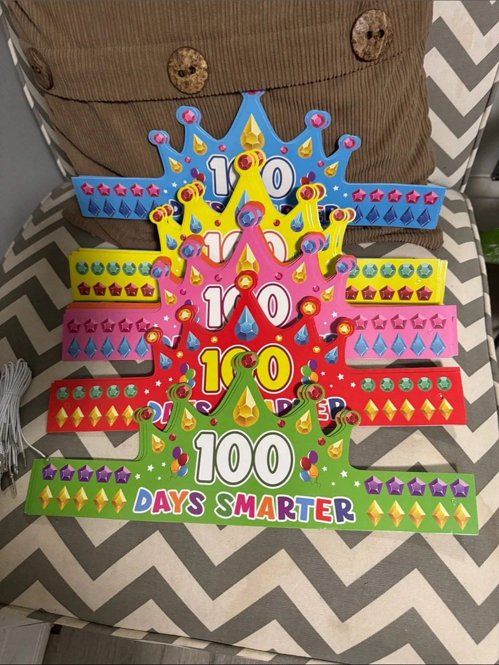 ***2/$15*** 100 Days Smarter Green Celebration Crown - 36 Classroom Party Hat